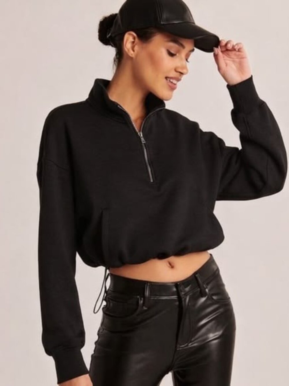 Abercrombie & Fitch Sweatshirt Soft AF Cropped Sweatshirt Pullover Black Size S